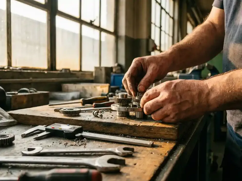 Wat zijn de meest gevraagde technische dienst functies in 2026? Ervaren technicus past precisiemachineonderdelen aan op industriële werkbank met gereedschap en natuurlijk licht